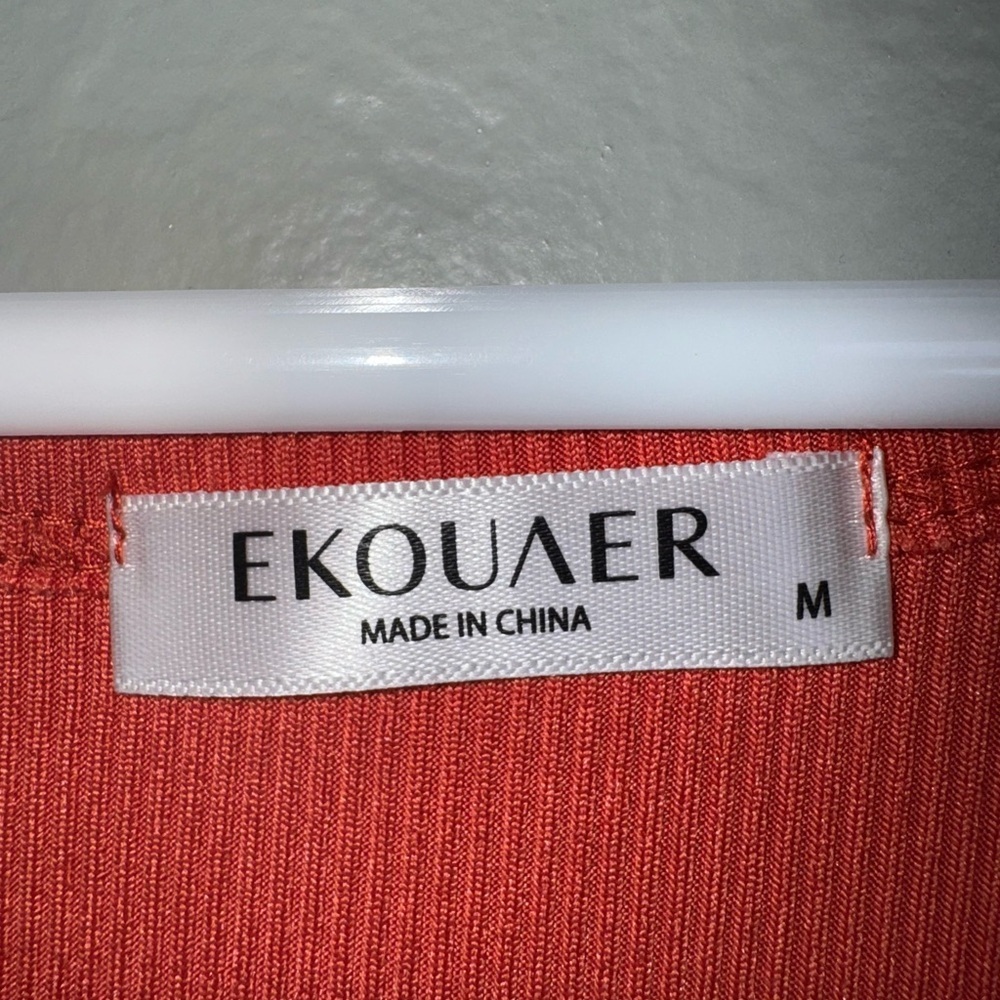 EKOUAER Ruched Ribbed Crop Tank Red Adjustable Drawstring Top - Picture 2 of 4